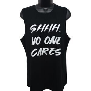 Muscle Tank Top T-shirt Women's Large Black Chicyeah Nobody Cares Casual Gym Top